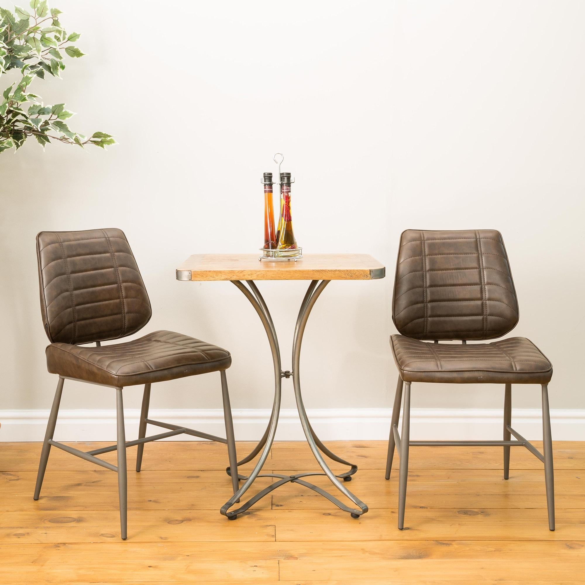 Corrine Chestnut Vegan Leather Chair Vintage Set Of Two